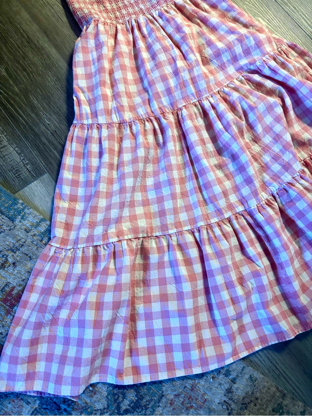 Pink Gingham One-Shoulder Tiered Dress - Picture 3 of 4